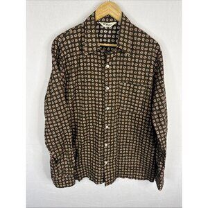 Vintage 1970s D’oro Designs Paisley Button Shirt Men’s XL Brown Disco Era USA